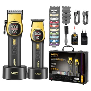 ماشین اصلاح موی سر و صورت شارژی وی جی ار مدل V-885 S2 مجموعه 2 عددی 103019120