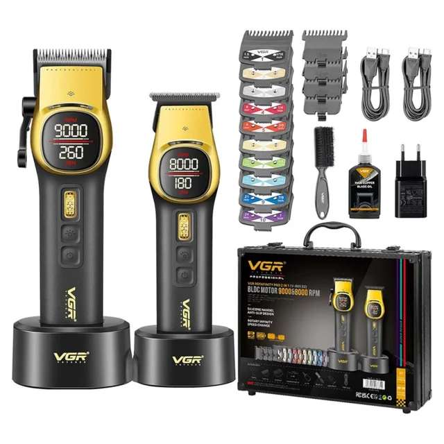 ماشین اصلاح موی سر و صورت شارژی وی جی ار مدل V-885 S2 مجموعه 2 عددی 103019120