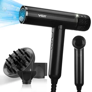 سشوار حرفه‌ای 1600-1900 وات وی جی ار مدل V-427، موتور AC، وزن 550 گرم، المنت سرامیک، دارای 103018807