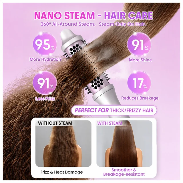 دستگاه حالت‌دهنده مو شیگلم مدل Hydra Shot Steam Blowout Brush Pro سایز 38 میلی‌متر با تکنو 102829798