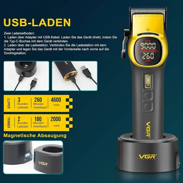 ماشین اصلاح موی سر و صورت شارژی وی جی ار مدل V-885 S2 مجموعه 2 عددی 103019126