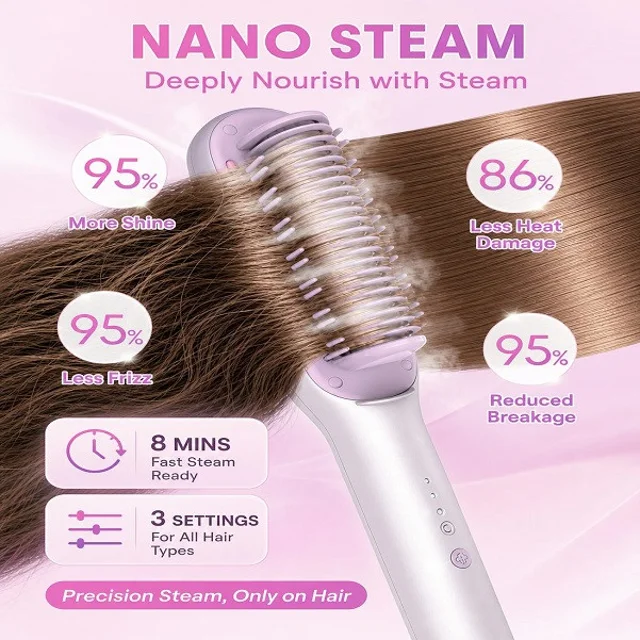 برس حرارتی بخاردار شیگلم مدل Hydra Shot Steam straightening brush Pro وزن 775 گرم با مخزن  102829771
