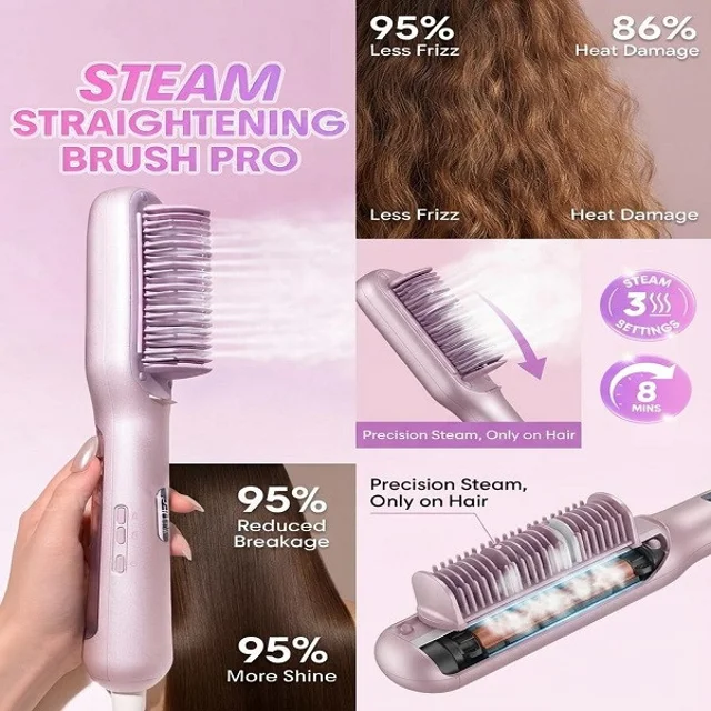 برس حرارتی بخاردار شیگلم مدل Hydra Shot Steam straightening brush Pro وزن 775 گرم با مخزن  102829772