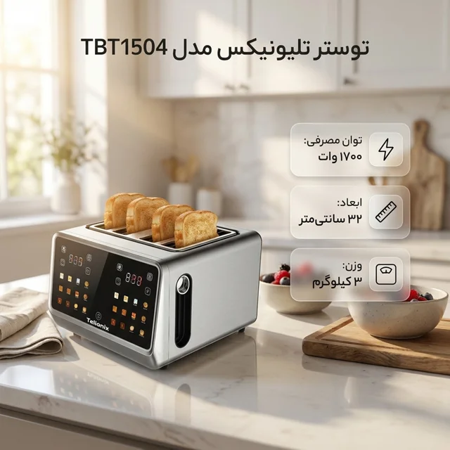 توستر ۴ اسلایس تلیونیکس مدل TBT1504 102829902
