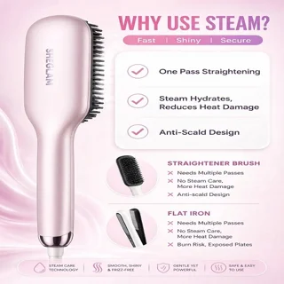برس حرارتی بخاردار شیگلم مدل Hydra Shot Steam straightening brush Pro وزن 775 گرم با مخزن  102829774