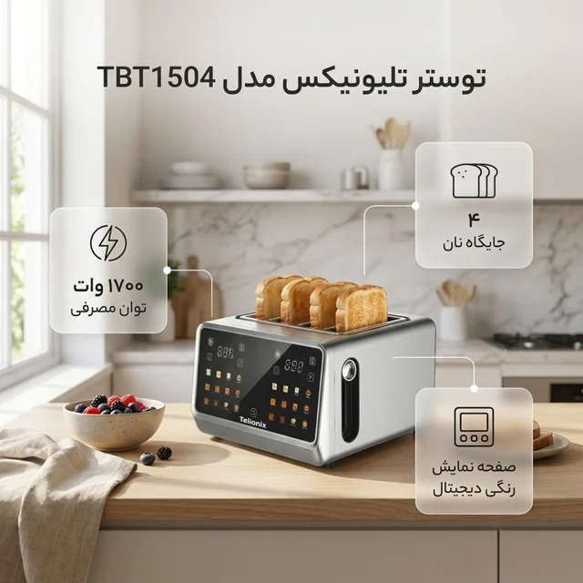توستر ۴ اسلایس تلیونیکس مدل TBT1504 102829906